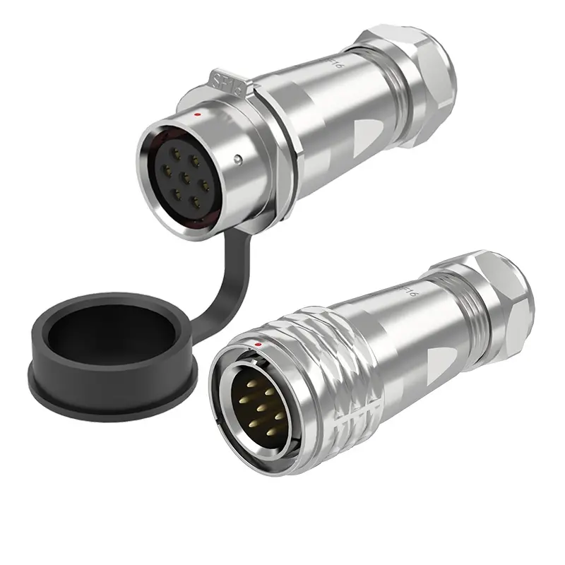 SF16 7 Pin Standard Circular Connector Waterproof Wire Connectors IP67 Push-Pull All Metal