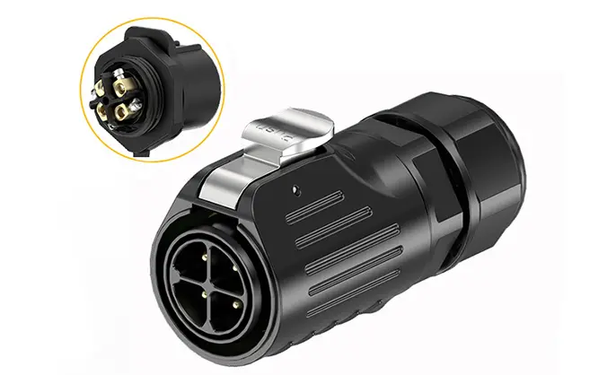 LP24 Industrial Waterproof Connector Flange 4 Pin Waterproof Aviation Connector Cable Plug Screw Type All Plastic