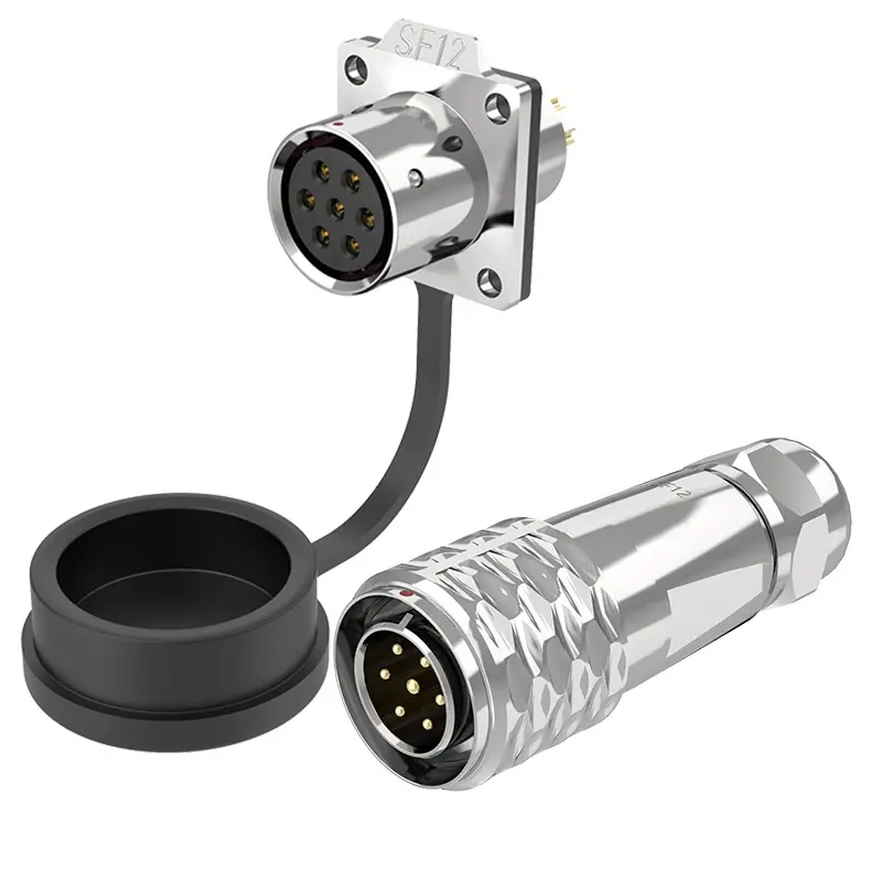 SF12 7 Pin Circular Plug Socket IP67 Push-Pull All Metal