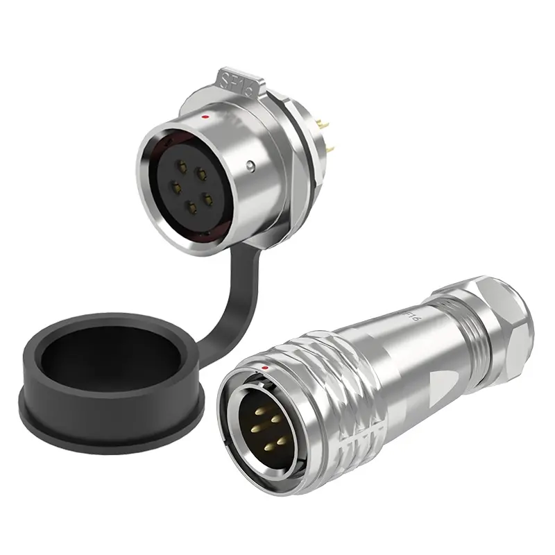 SF16 5 Pin Circular Connector Electrical Waterproof Connectors IP67 Push-Pull All Metal