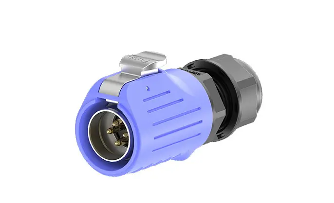 LP20 Blue 4 Pin Electrical Connector Solder Type Waterproof Connector Panel Metal + Plastic 20A Power