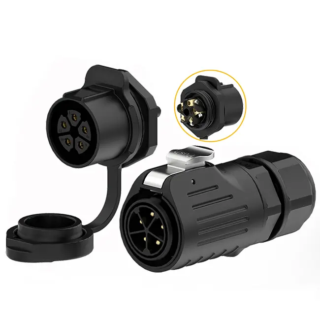 LP24 Panel Waterproof Plug Connectors 5 Pin Waterproof Aviation Connector Cable Plug Screw Type All Plastic