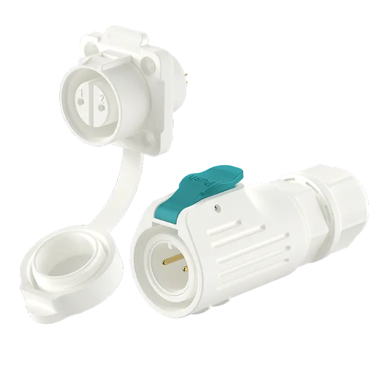LP12 White Flange Waterproof 2 Pin Electrical Waterproof Connectors Waterproof Aviation Plug