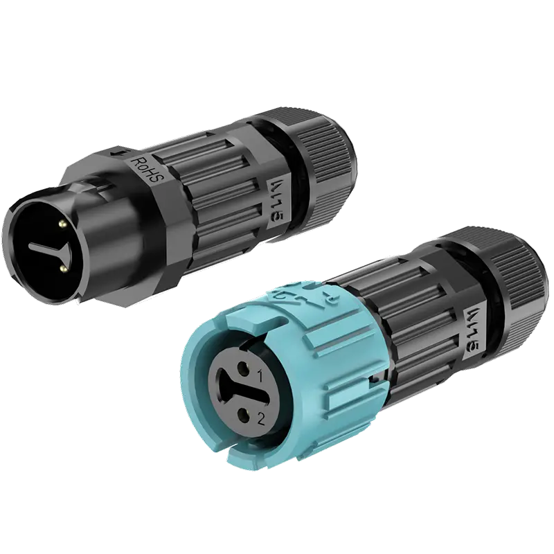 M15MF Circular Power Connector Types 10A 2Pins Screwless Quick Wiring Waterproof Connector Male Female Connector Wire to Wire