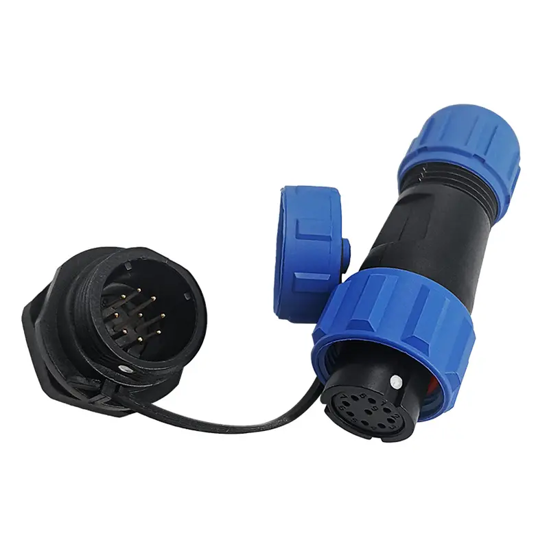 SP13 9 Pin Circular Plug Connector Panel Mount Power Connector All Plastic