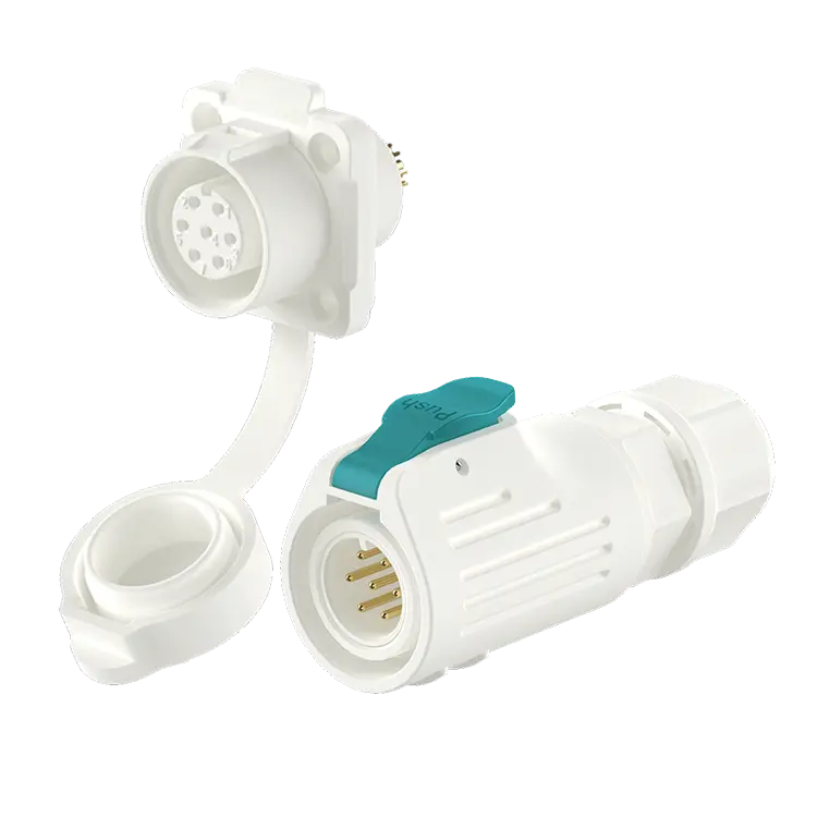 LP12 White Flange 7Pin Waterproof Wire Connectors Waterproof Plug and Socket Connector