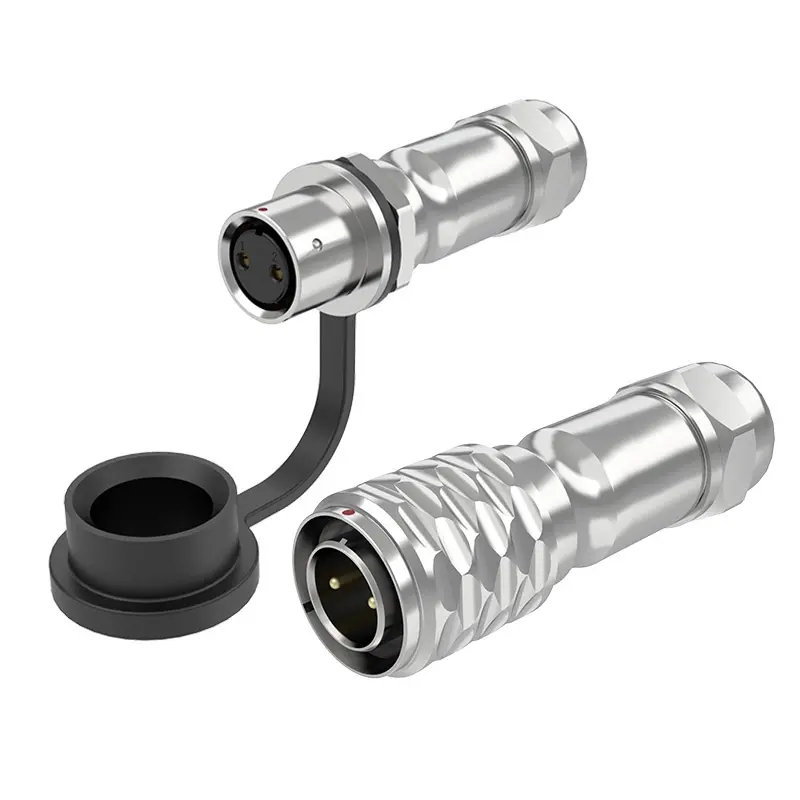 SF10 2 Pin Circular Connector Electrical Industrial Waterproof Connector IP67 Push-Pull All Metal