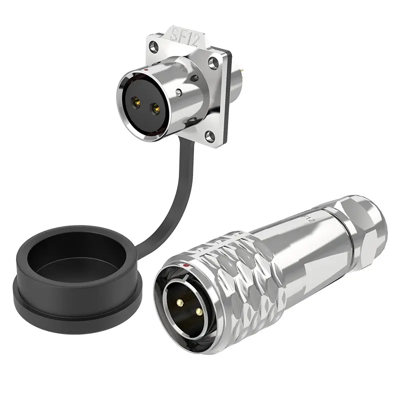 SF12 2 Pin Circular Plug Socket IP67 Push-Pull All Metal