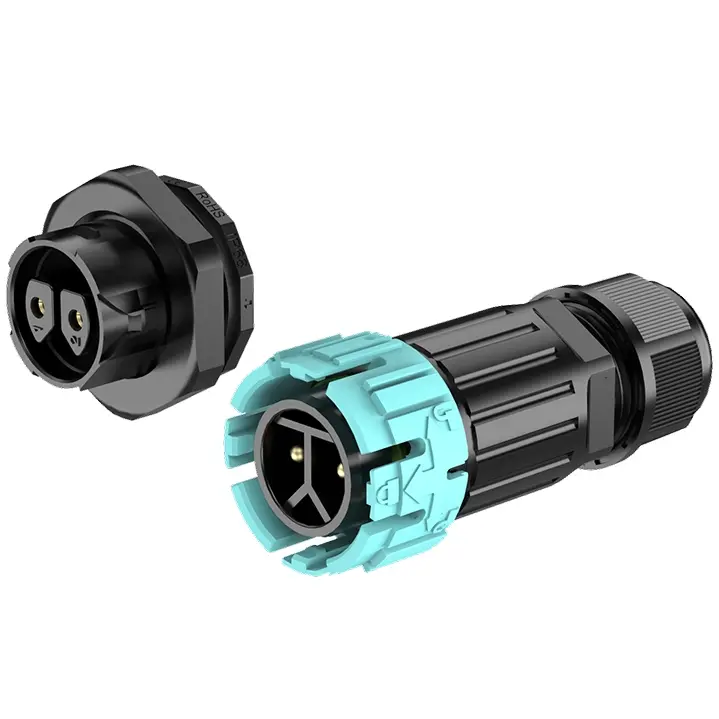 M23MP IP68 Waterproof Cable Connector 2 Pins Front Panel Male Female Screwless Connectors