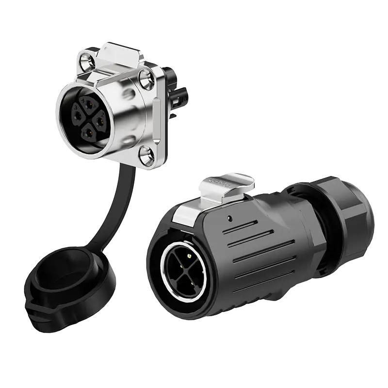 LP20 4Pin Crimping Type Industrial Waterproof Connector 15A Power Flange Metal + Plastic