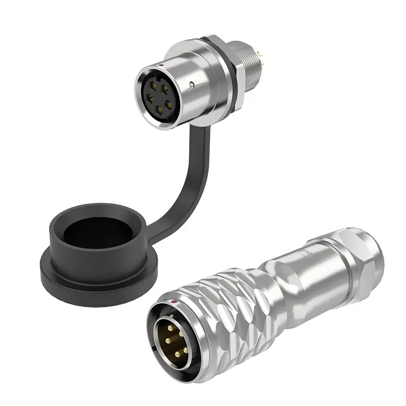 SF10 5 Pin Circular Connector Electrical Panel Mount Connector IP67 Push-Pull All Metal