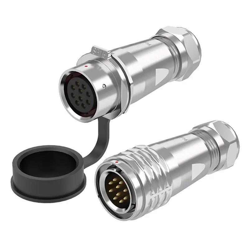 SF16 10 Pin Standard Circular Connector Waterproof Wire Connectors IP67 Push-Pull All Metal