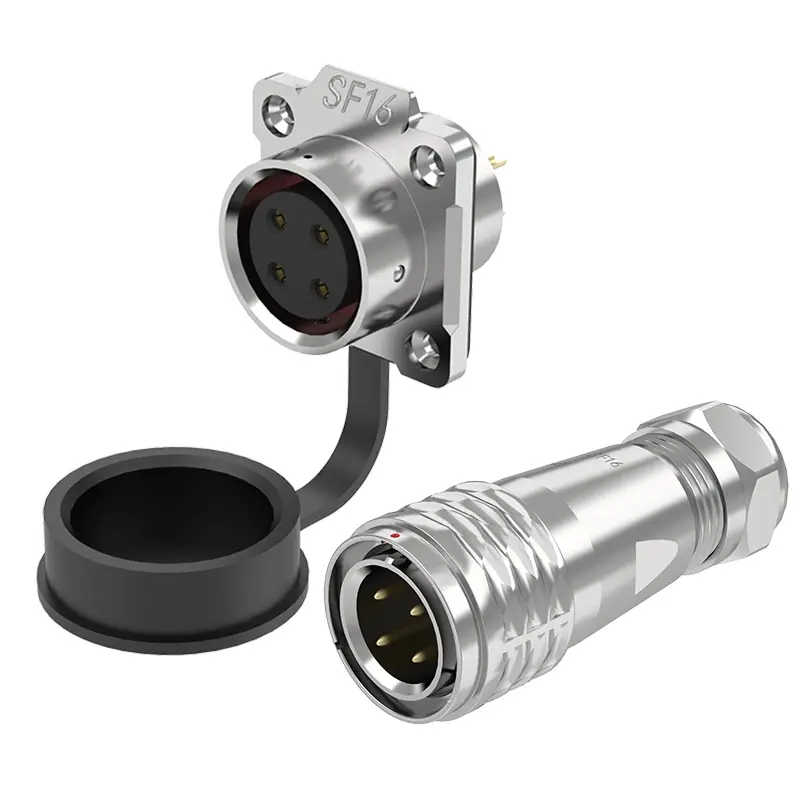SF16 4 Pin Circular Plug Connector Automotive IP67 Push-Pull All Metal