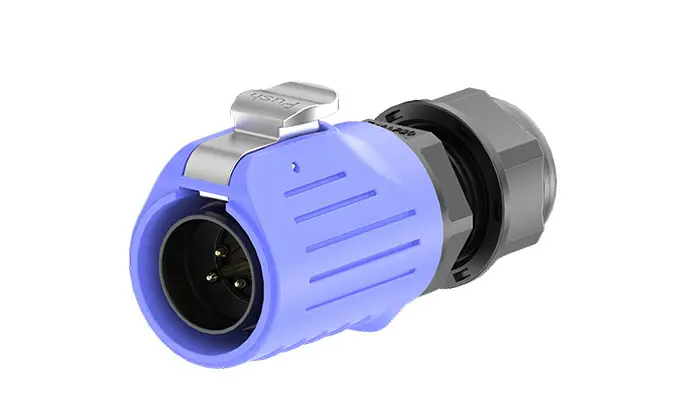LP20 Blue 3Pin Solder Type Outdoor Waterproof Electrical Wire Connector Panel All Plastic 20A Power