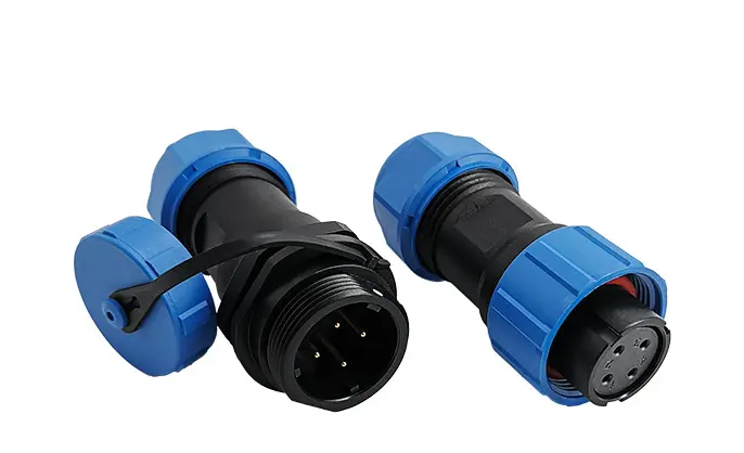 SP17 4 Pin Circular Plug Socket Outdoor Cable Connector IP68 All Plastic
