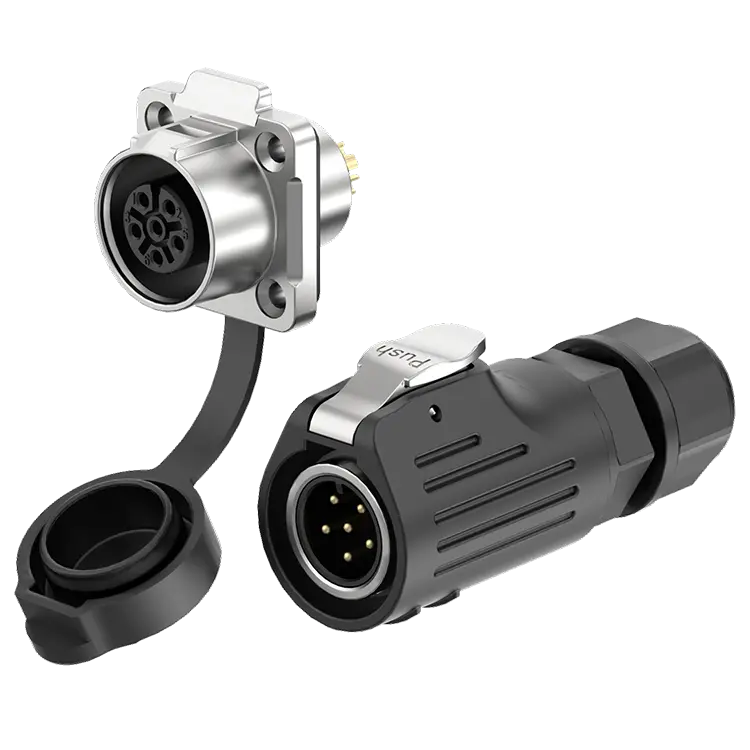 LP12 Flange 6 Pin Outdoor Waterproof Wire Connectors Solder Type Metal + Plastic Aviation Plug Connector Socket