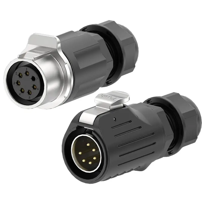 LP20 6 Pin Waterproof Connector Wire to Wire Screw Type 10A Power Panel Metal + Plastic
