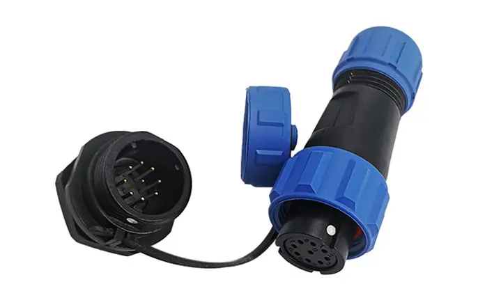 SP13 9 Pin Circular Plug Connector Panel Mount Power Connector All Plastic