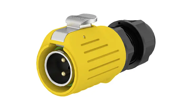 LP20 Yellow 2Pin Screw Type Electrical Waterproof Connectors 20A Power Flange Metal + Plastic