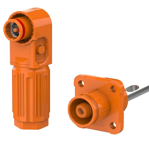 SCJ Smooth Hole Single Core Energy Storage Connector Orange Positive IP67 350A Non-Rotatable Energy Storage Connector