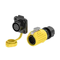 LP20 9Pin Yellow Solder Type Electrical Waterproof Connectors 5A Power Flange All Plastic