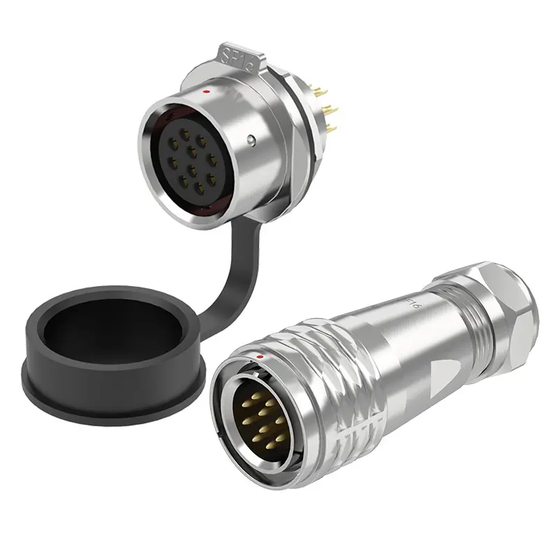 SF16 10 Pin Circular Connector Electrical Waterproof Connectors IP67 Push-Pull All Metal
