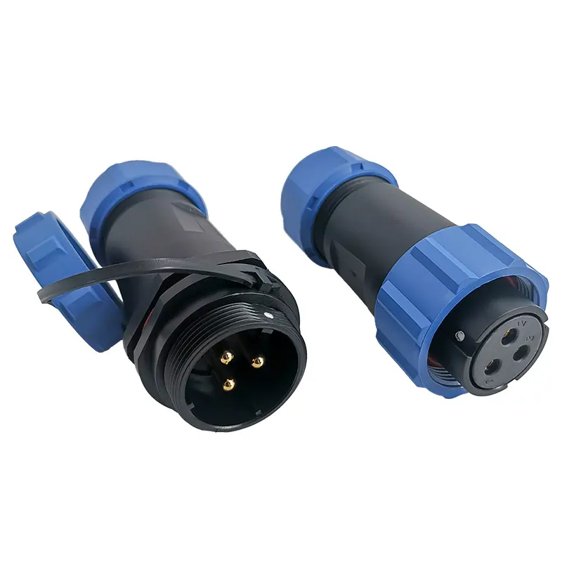 SP21 3 Pin Circular Plug Socket Outdoor Cable Connector IP68 All Plastic