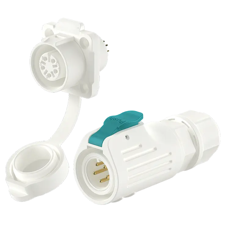 LP12 Flange 5Pin White Outdoor Waterproof Electrical Wire Connector Aviation Plug