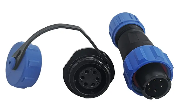 SP13 6 Pin Circular Plug Connector Panel Mount Power Connector IP68 All Plastic