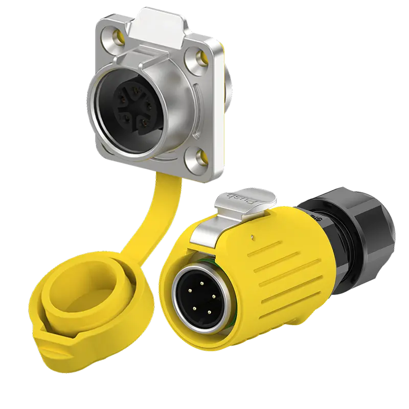 LP16 5A Power Yellow Flange Metal 5 Pin Outdoor Waterproof Electrical Wire Connector
