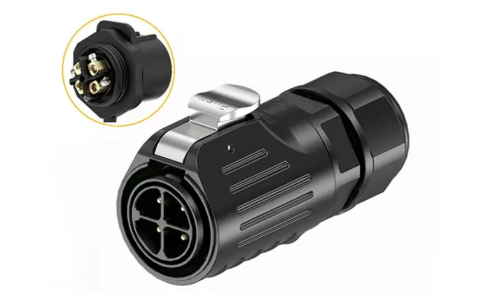 LP24 Waterproof Aviation Connector Cable Plug 4 Pin Circular Connector Screw Type All Plastic
