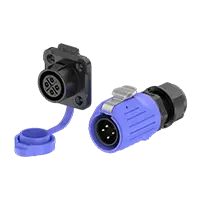 LP20 Blue 4Pin Solder Type Outdoor Waterproof Wire Connectors 20A Power Flange All Plastic