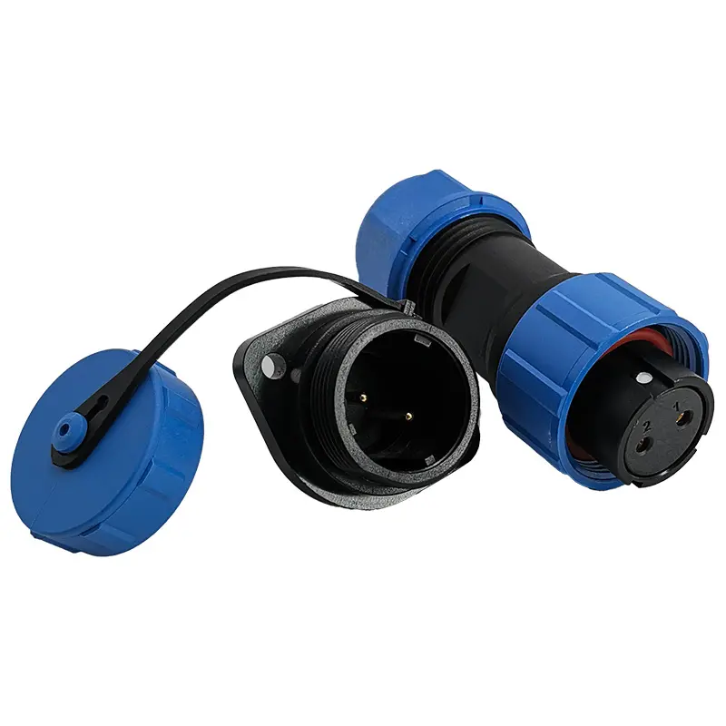 SP17 2 Pin Circular Plastic Wire Connector Flange Outdoor Cable Connector IP68