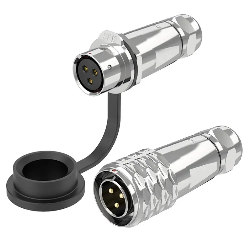 SF12 3 Pin Circular Plug Connector IP67 Push-Pull All Metal