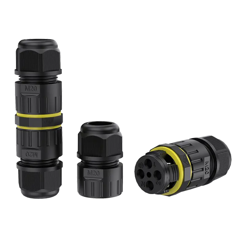 M20 Waterproof IP68 Cable Connector 4 Pin Through Type Screw Waterproof Connector