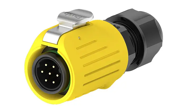 LP16 5A Yellow Waterproof Plug Connectors Flange Outdoor Waterproof Wire Connectors 7 Pin All Plastic