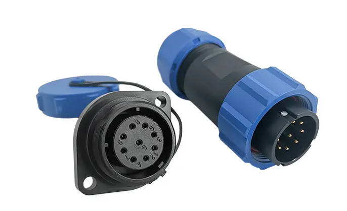 SP21 9 Pin Circular Plug Socket Flange Outdoor Cable Connector IP68