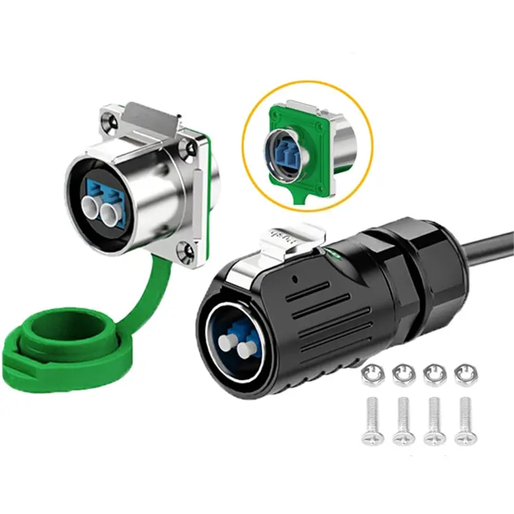 LP24 Fiber Optic Cable Connector Flange Metal Waterproof Aviation Plug Connector