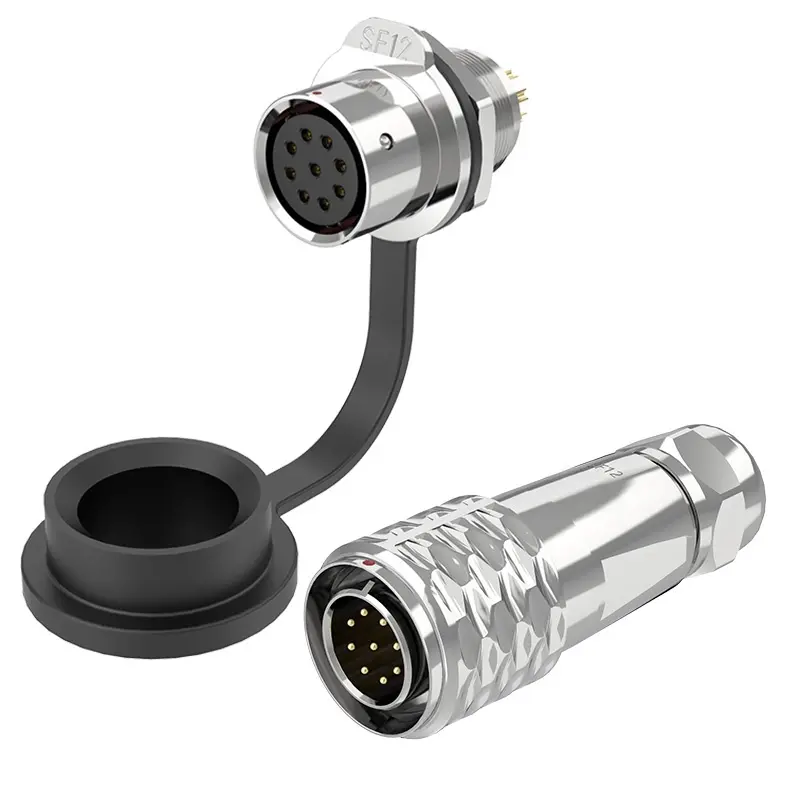 SF12 9 Pin Panel Mount Connector IP67 Push-Pull All Metal