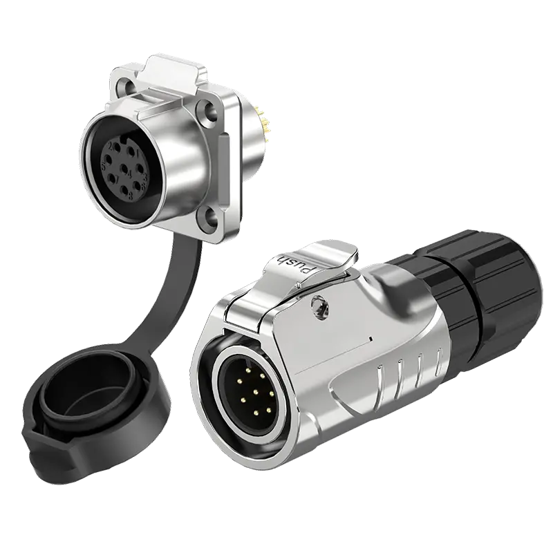 LP12 Flange Electrical Waterproof Connectors Solder Type 8 Pin All Metal Waterproof Connector Aviation Plug