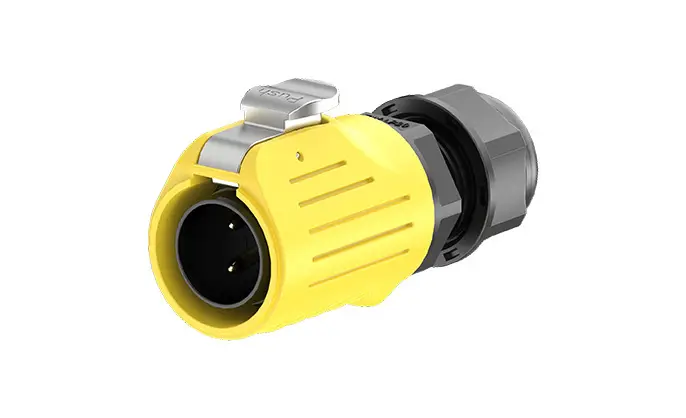 LP20 Yellow 2Pin Solder Type Waterproof Plug and Socket Connector 20A Power Flange All Plastic