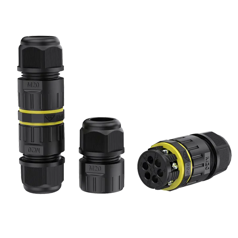 M20 IP68 Screwless Waterproof Cable Connector 5 Pin Through Type Waterproof Outdoor Cable Connector
