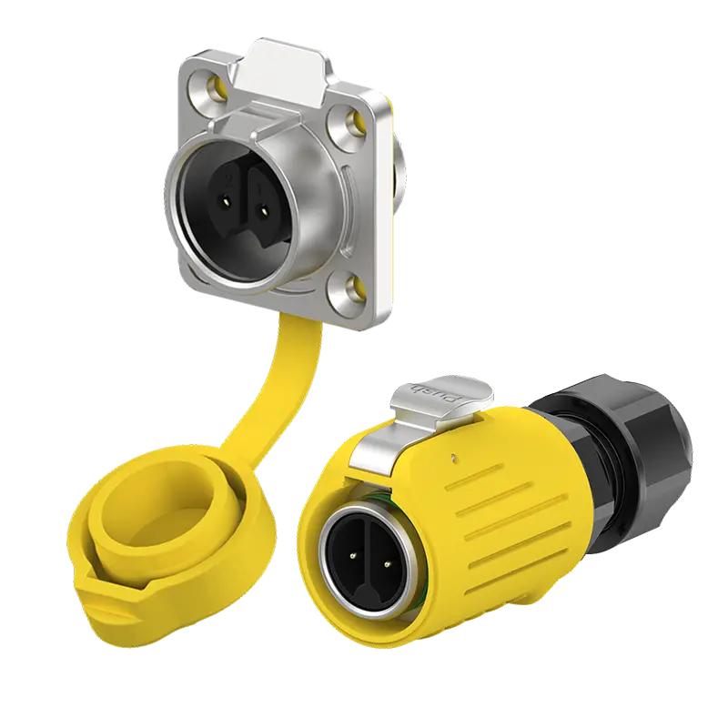 LP16 2Pin Yellow 10A Power Flange Connector Power Signal Aviation Plug Plastic+Metal