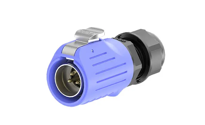 LP20 Blue 3Pin Solder Type Waterproof Connector Aviation Plug 20A Power Flange Metal + Plastic