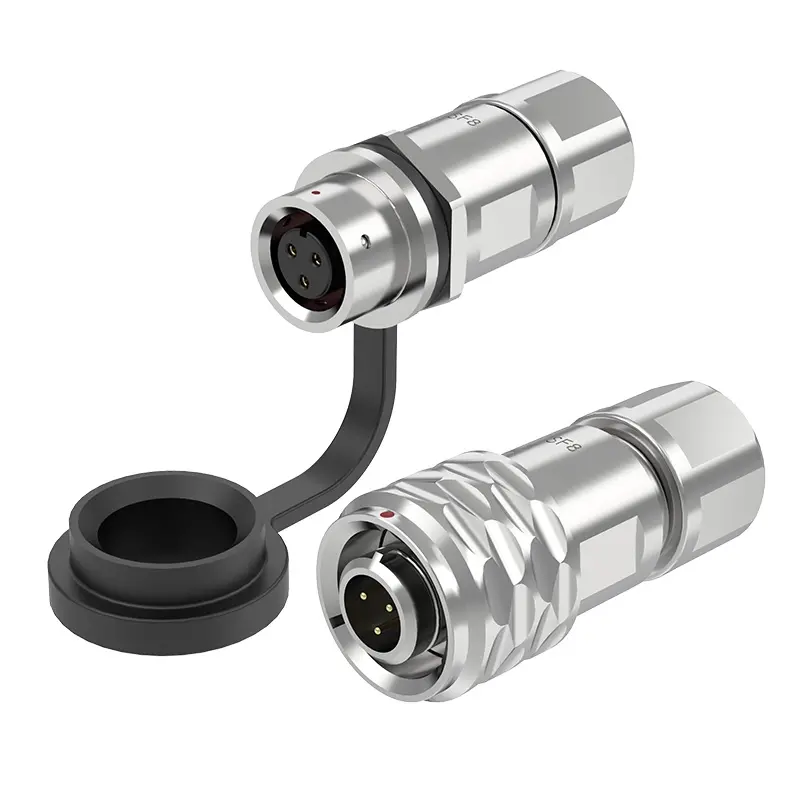 SF8 3 Pin Standard Circular Connector Industrial Waterproof Connector IP67 Push-Pull All Metal