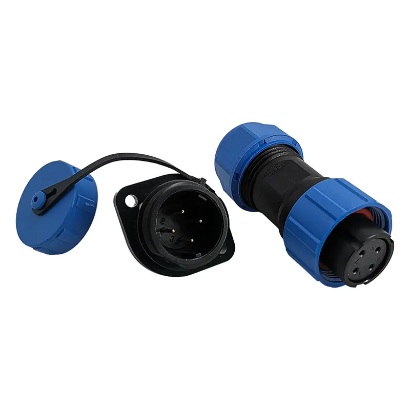 SP17 4 Pin Circular Plastic Wire Connector Flange Outdoor Cable Connector IP68