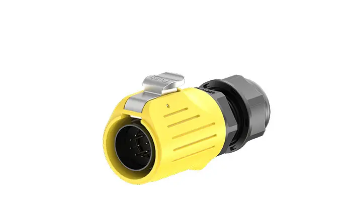 LP20 9Pin Yellow Solder Type Electrical Waterproof Connectors 5A Power Flange All Plastic