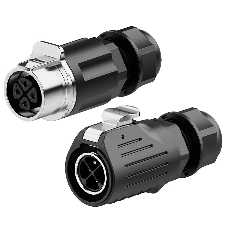 LP20 4Pin Crimping Type Waterproof Wire Connectors Wire to Wire Circular Connector 15A Power Metal + Plastic