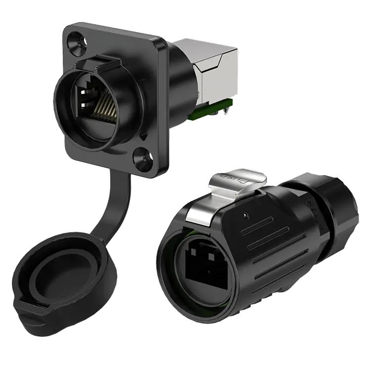 SCJ-LP16 RJ45 Plastic Flange Waterproof Aviation Plug Connector High Rate Network Interface Socket