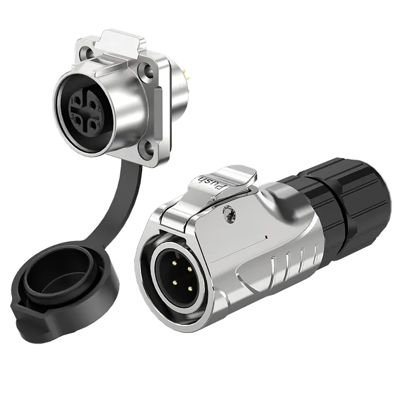 LP12 Solder Type Electrical Waterproof Connectors All Metal 4Pin Flange Waterproof Connector Aviation Plug Socket